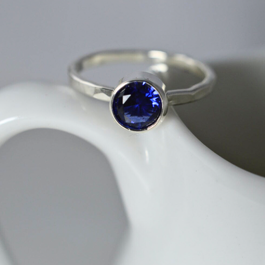 Sterling Silver 5mm Sapphire Ring