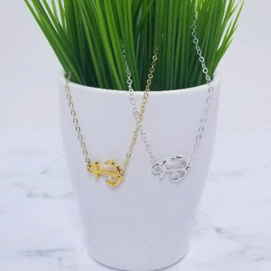 Sterling Silver or Gold Fill Anchor Necklace