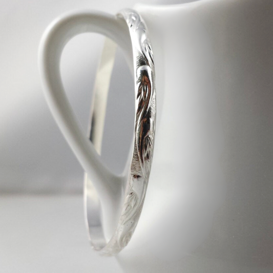 Sterling Silver Swirl Pattern Bangle Bracelet