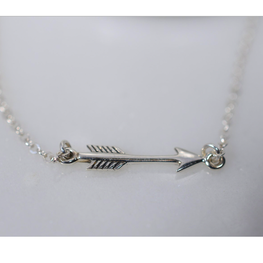 Tiny Sterling Silver Arrow Necklace