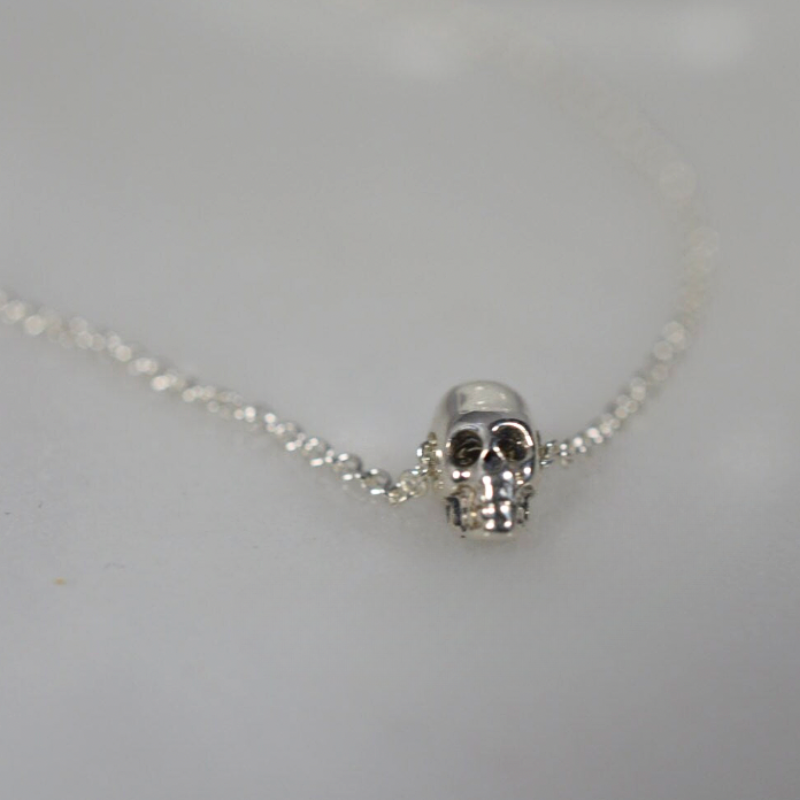 Tiny Sterling Silver Skull Necklace