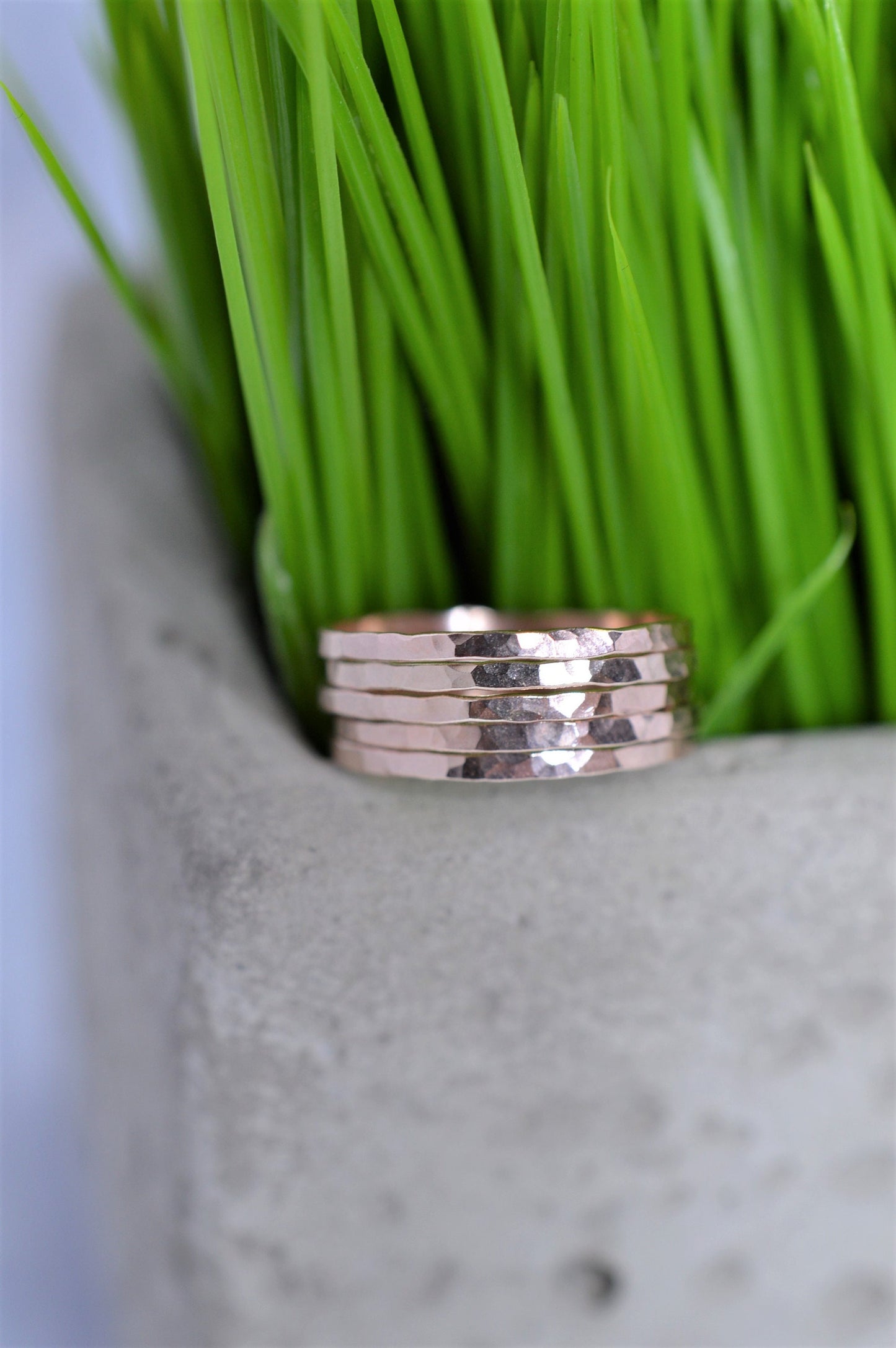 Rose Gold Ultra Thin Hammered Stacking Ring