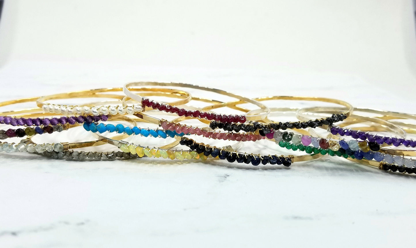 Gold Fill Birthstone Bangle Bracelet