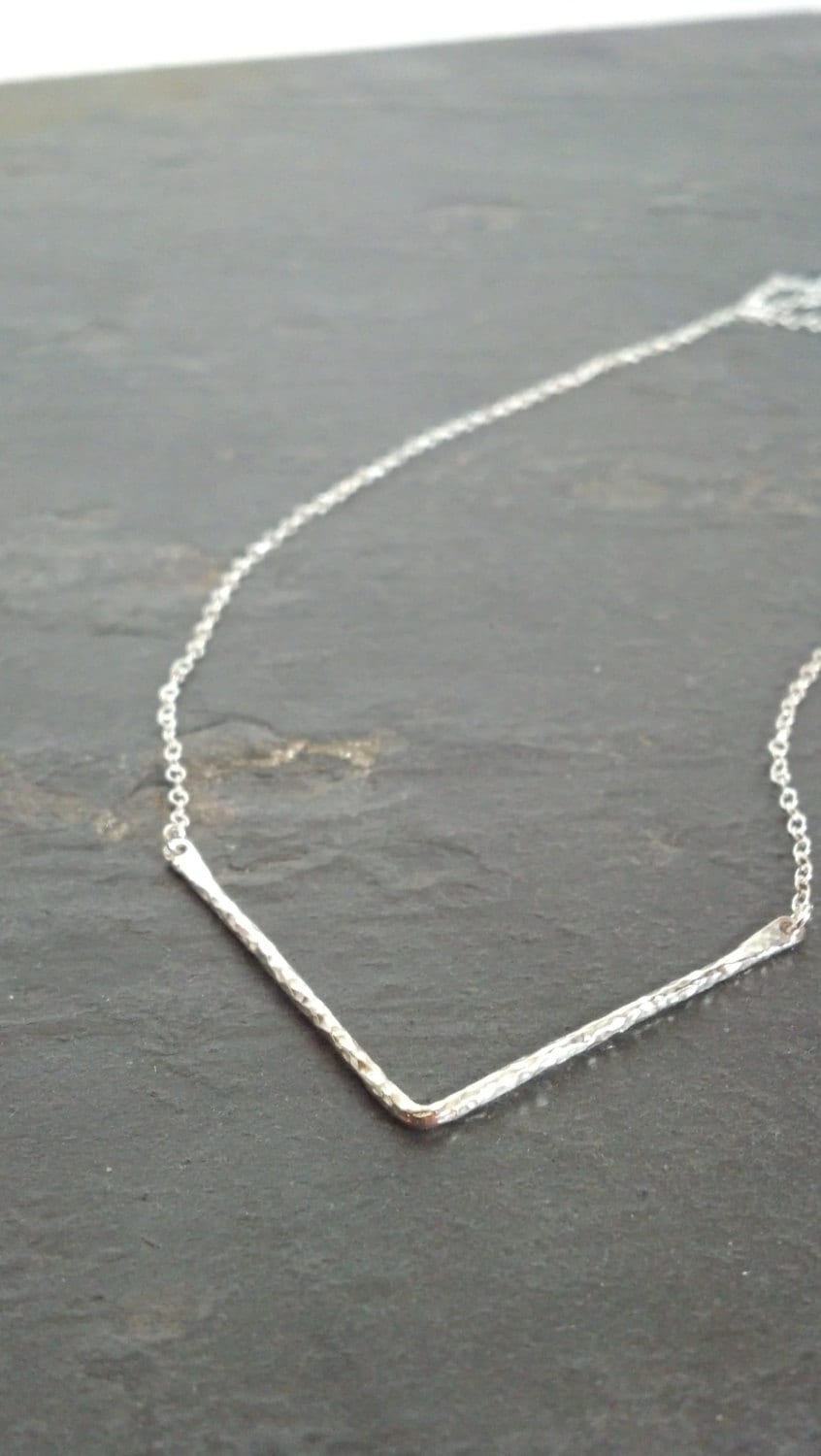 Sterling Silver Hammered Chevron Necklace