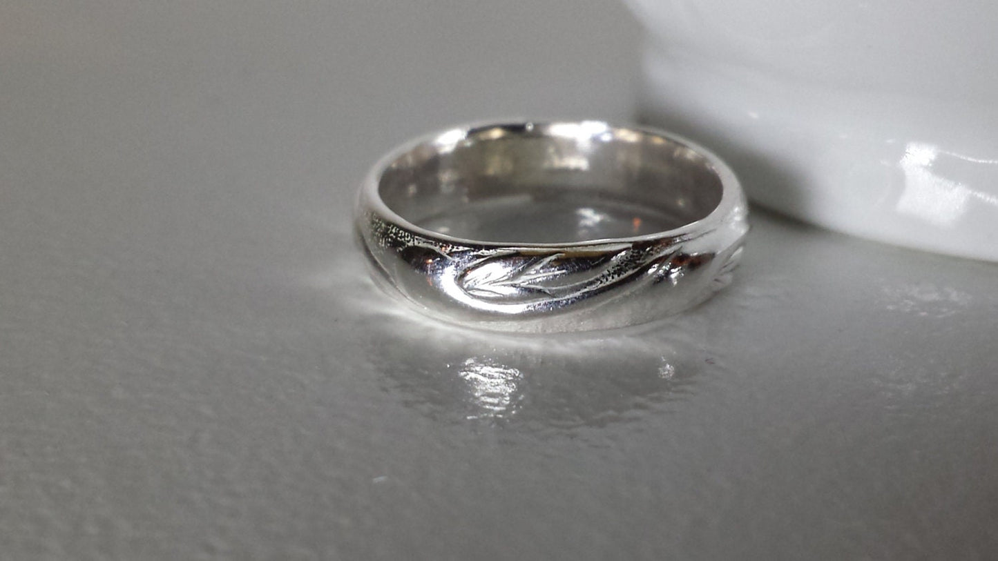 Swirl Pattern Ring - Sterling Silver / 925 Stack - Stacking Ring