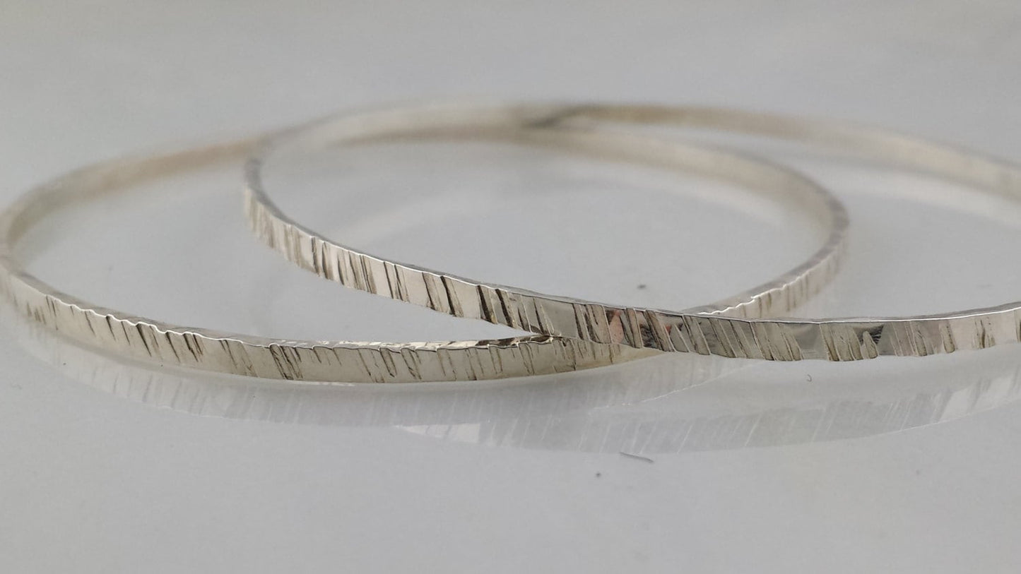 Textured Bangle Bracelet in Sterling Silver