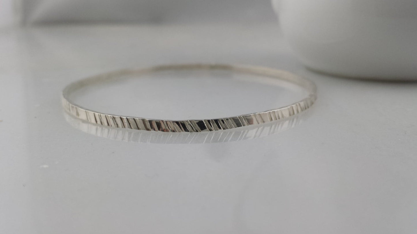 Textured Bangle Bracelet in Sterling Silver