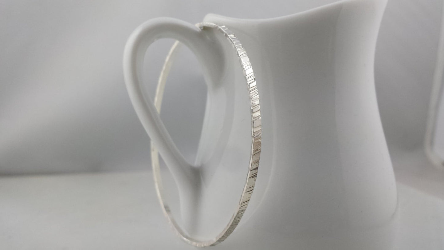Textured Bangle Bracelet in Sterling Silver