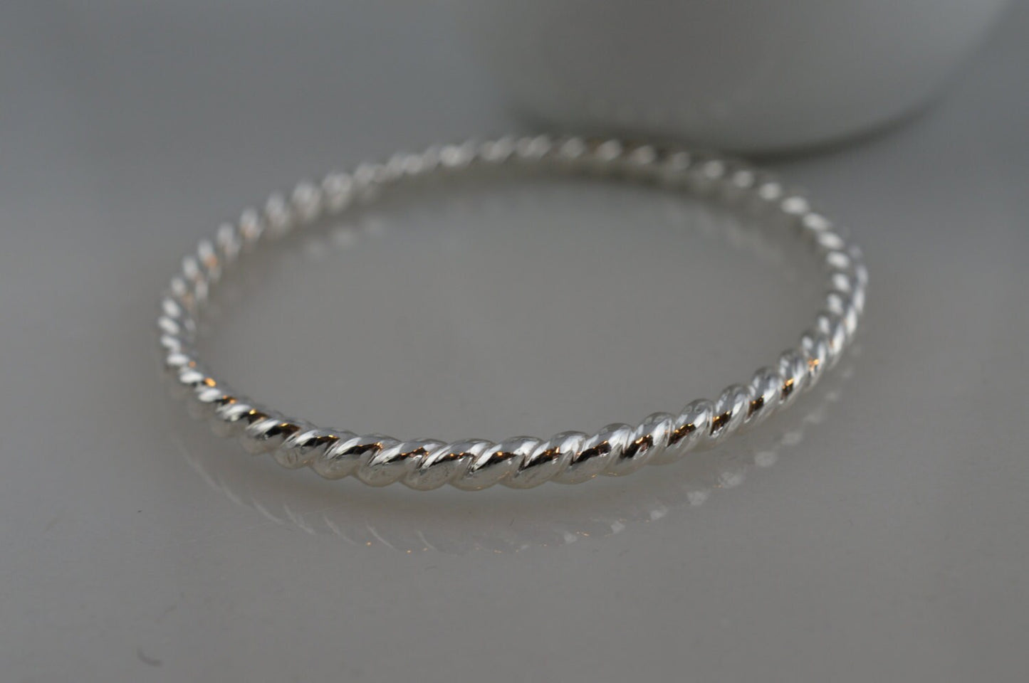 Sterling Silver Thick Twist Rope Bangle Bracelet - Silver Stacking Bracelet