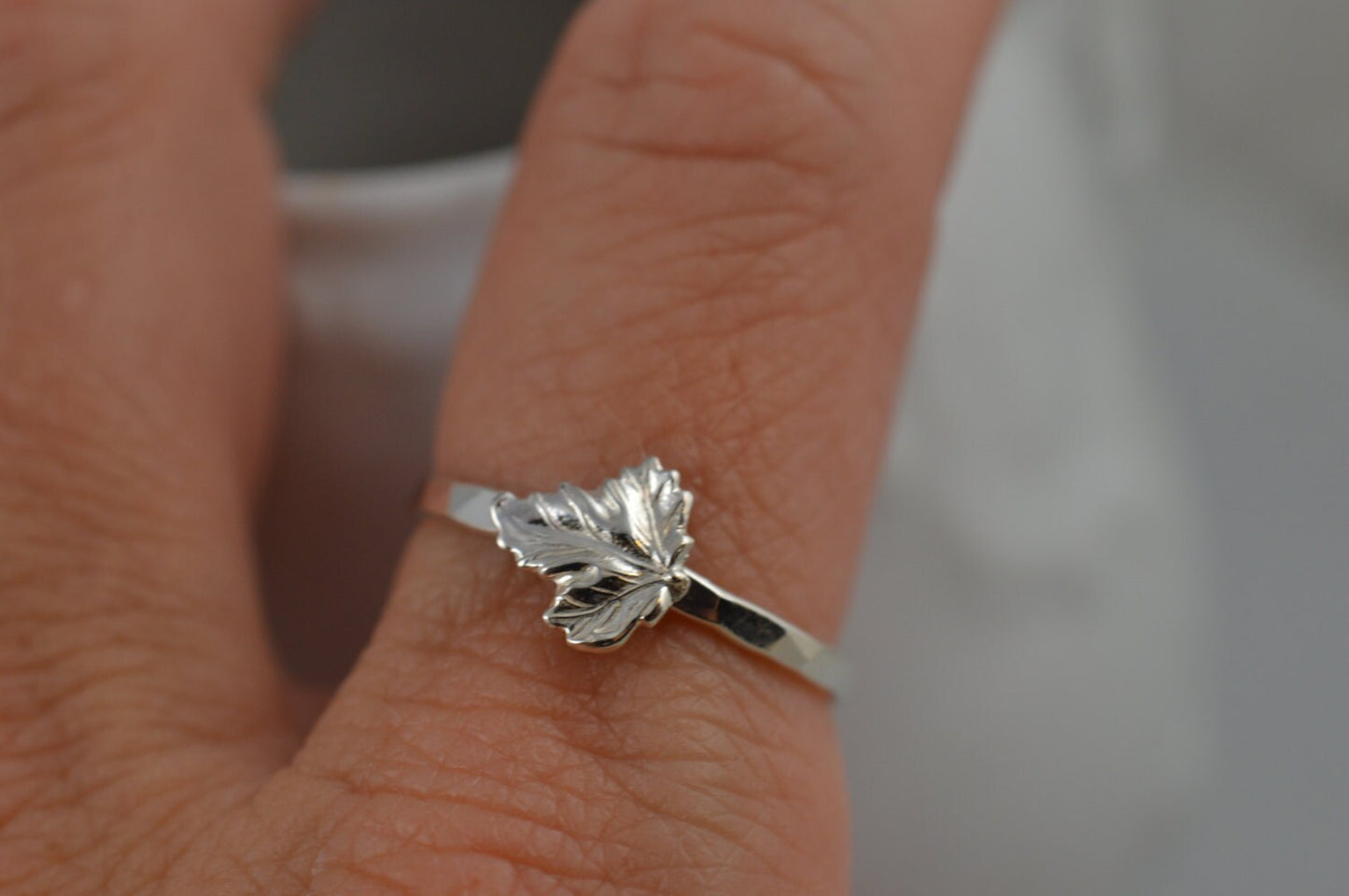 Sterling Silver Tiny Leaf Ring