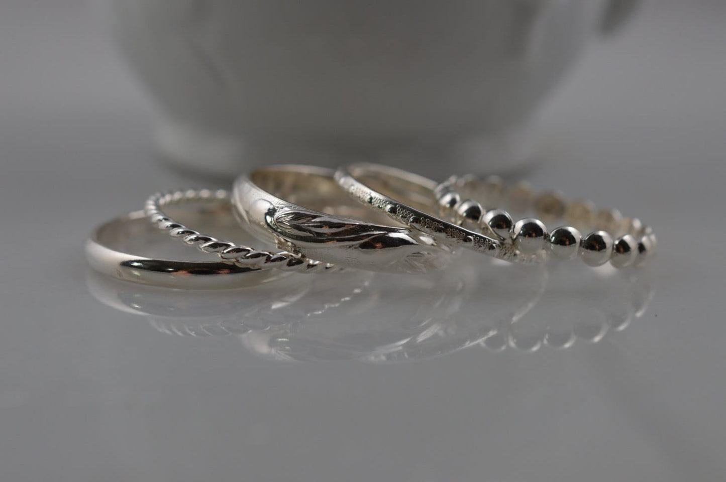 Sterling Silver Stacking Patterned Ring Set