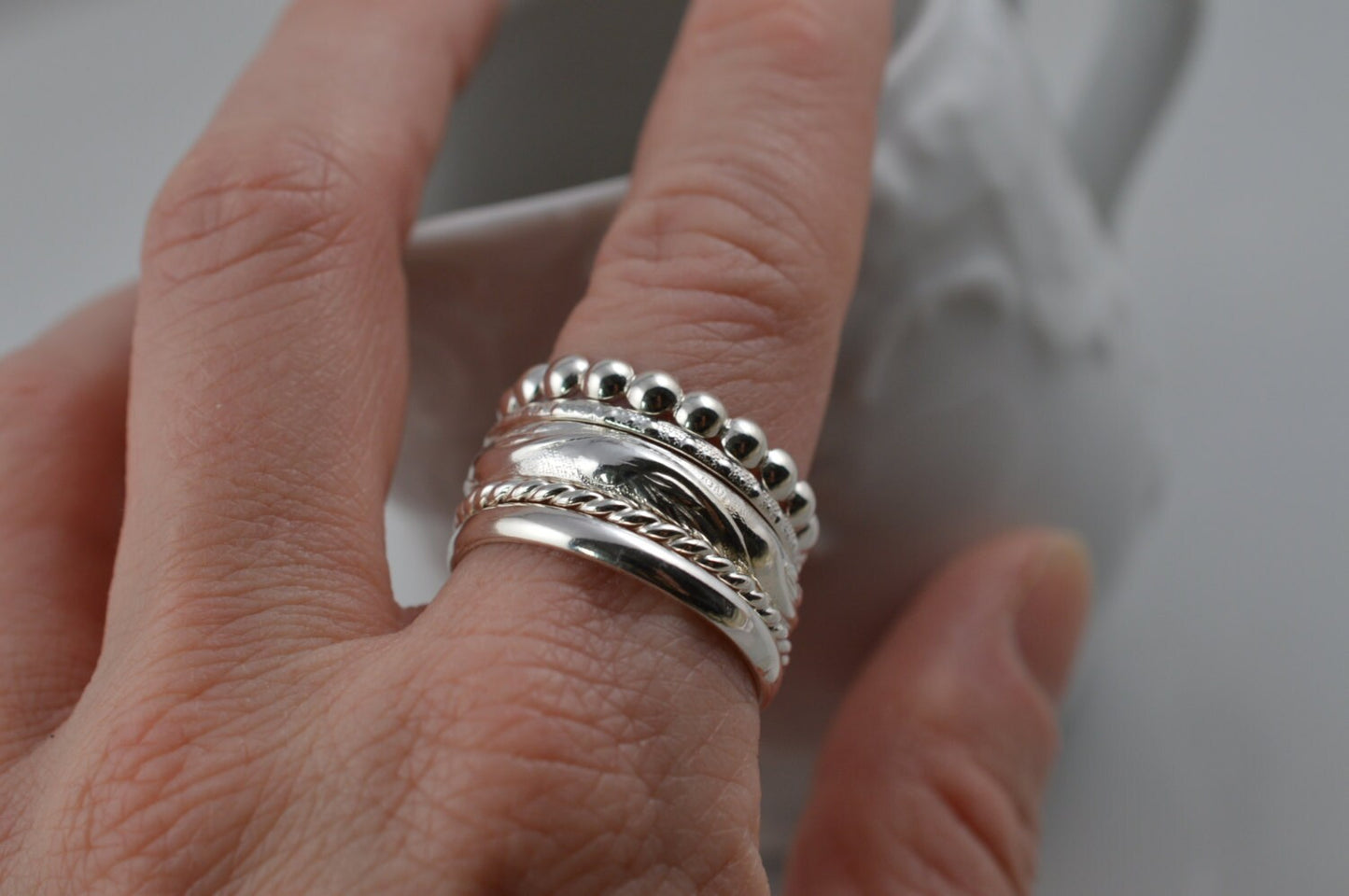Sterling Silver Stacking Patterned Ring Set