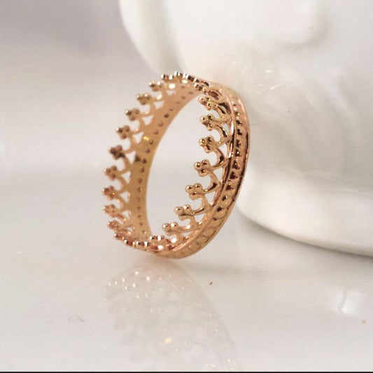 14k SOLID Gold Crown Ring - Style 1