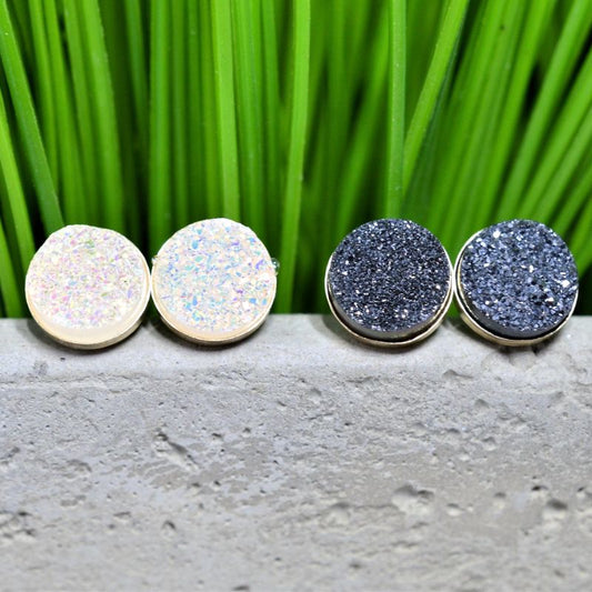 Gold Druzy Stud Earrings