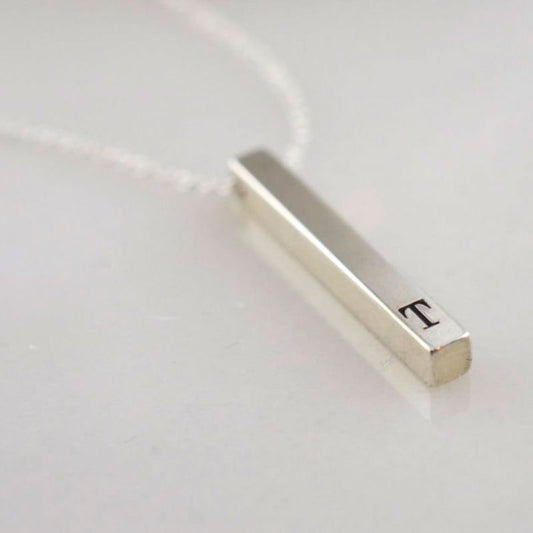 Custom Sterling Silver Initial Bar Necklace