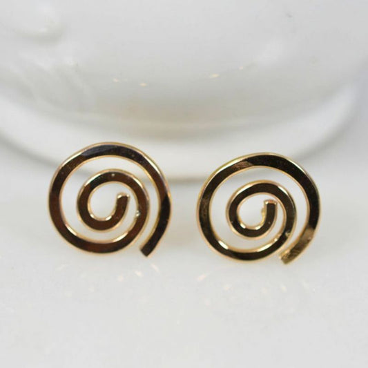 14k Solid Gold Spiral Earrings