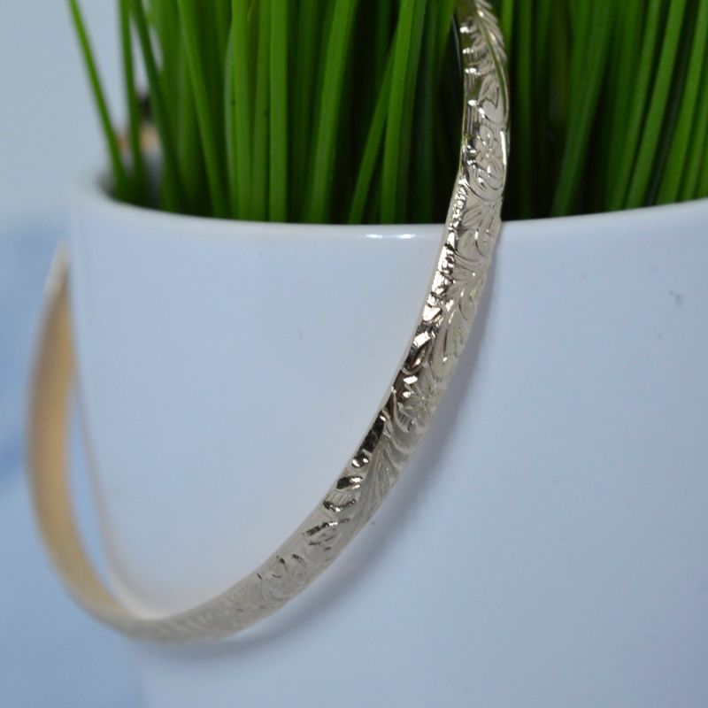 Gold Fill Floral Bangle Bracelet