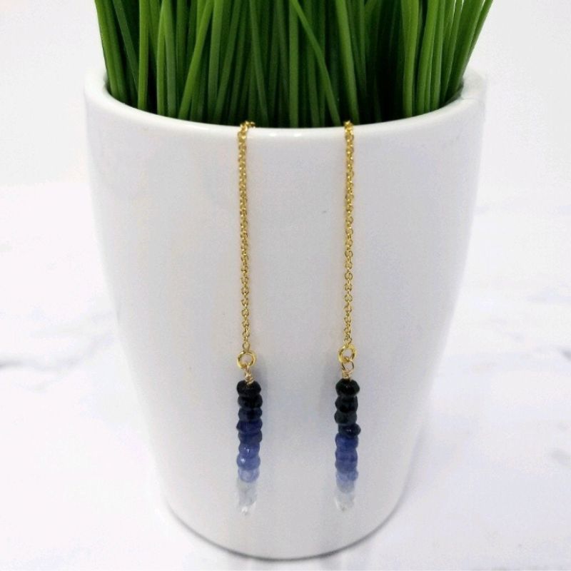 Gold Fill Sapphire Ear Threader Earrings