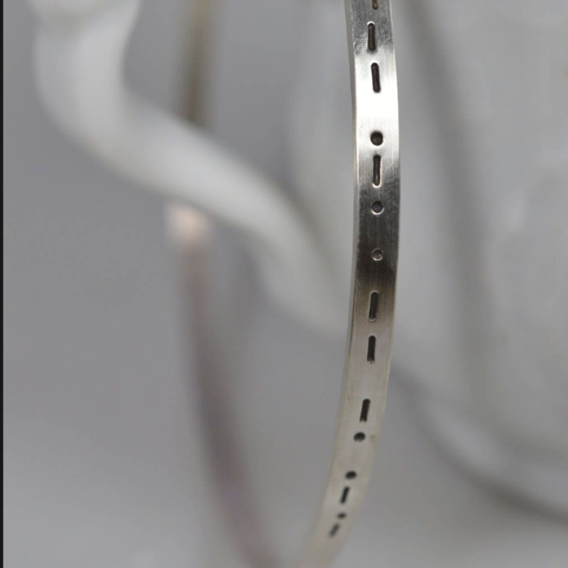 Sterling Silver Custom Morse Code Bangle Bracelet