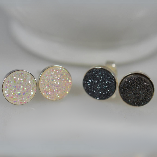 Sterling Silver Druzy 8mm Earrings