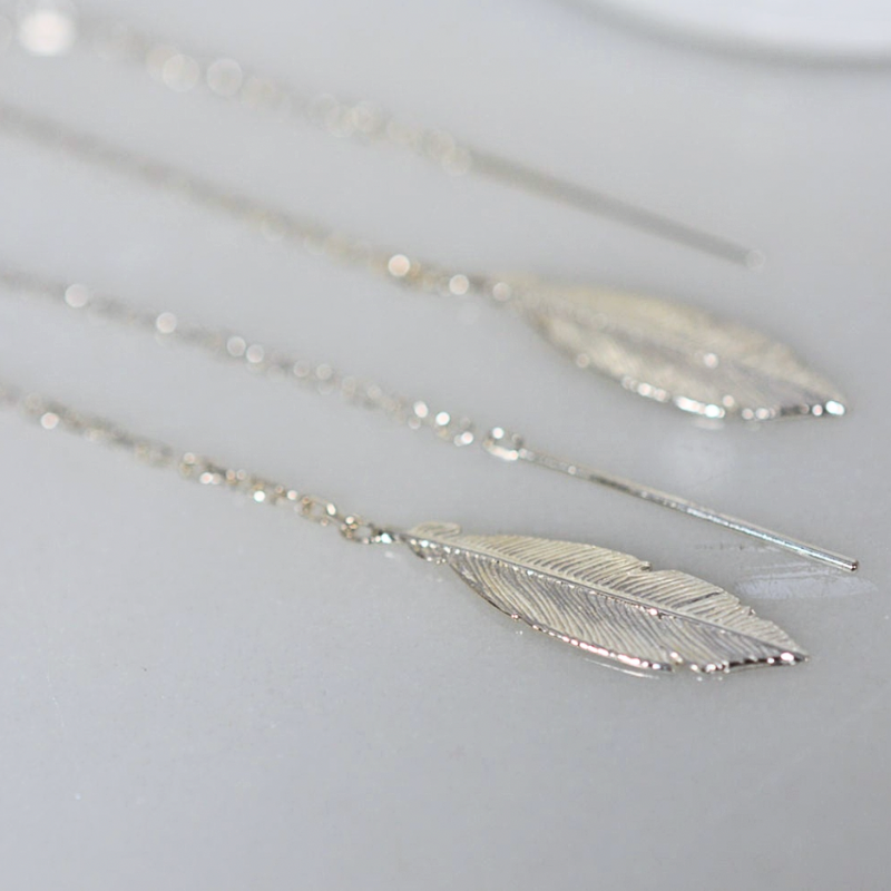 Sterling Silver Feather Earrings
