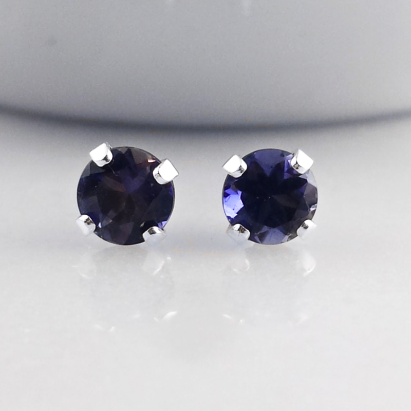 Sterling Silver 5mm Iolite Earrings