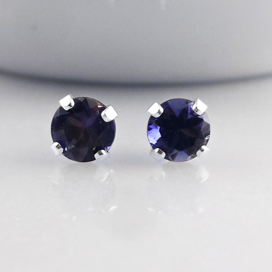 Sterling Silver 5mm Iolite Earrings