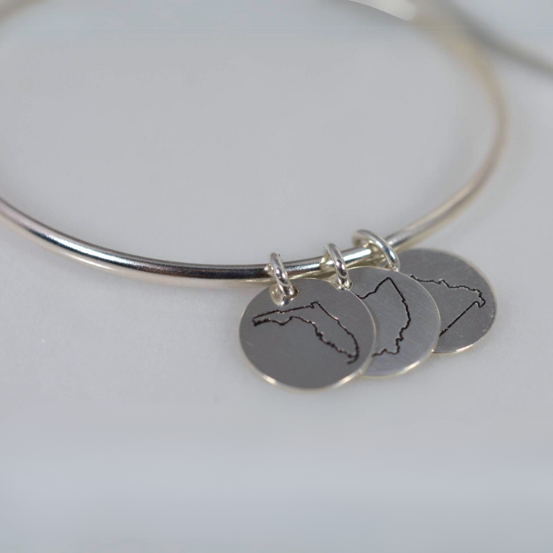 Sterling Silver State Charm Bangle Bracelet