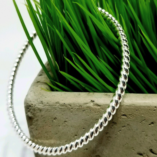 Sterling Silver Thick Twist Rope Bangle Bracelet - Silver Stacking Bracelet