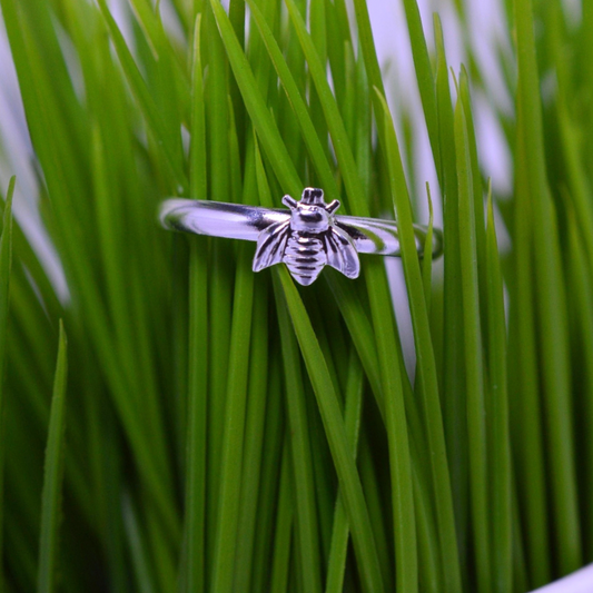 Sterling Silver Tiny Bee Ring