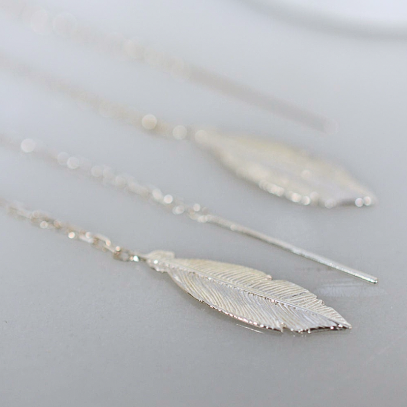 Sterling Silver Feather Earrings