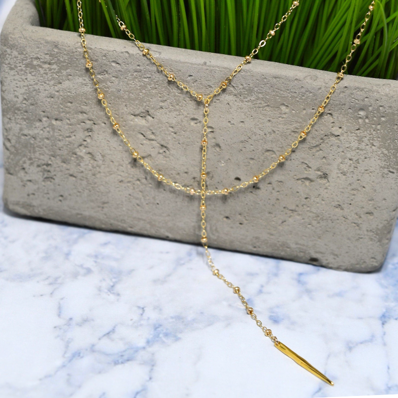 Gold Fill Double Strand Lariat necklace