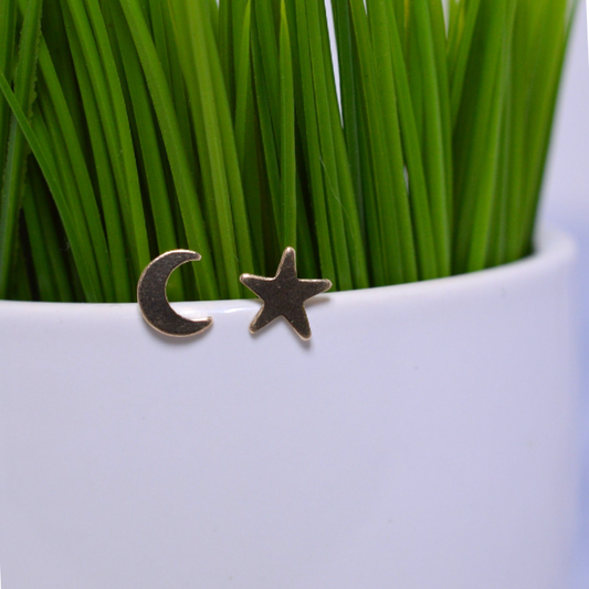 Small Gold Fill Moon and Star Earrings