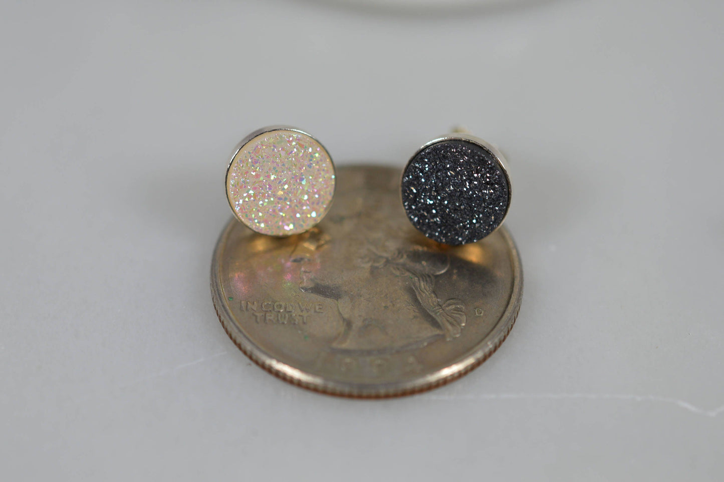 Sterling Silver Druzy 8mm Earrings