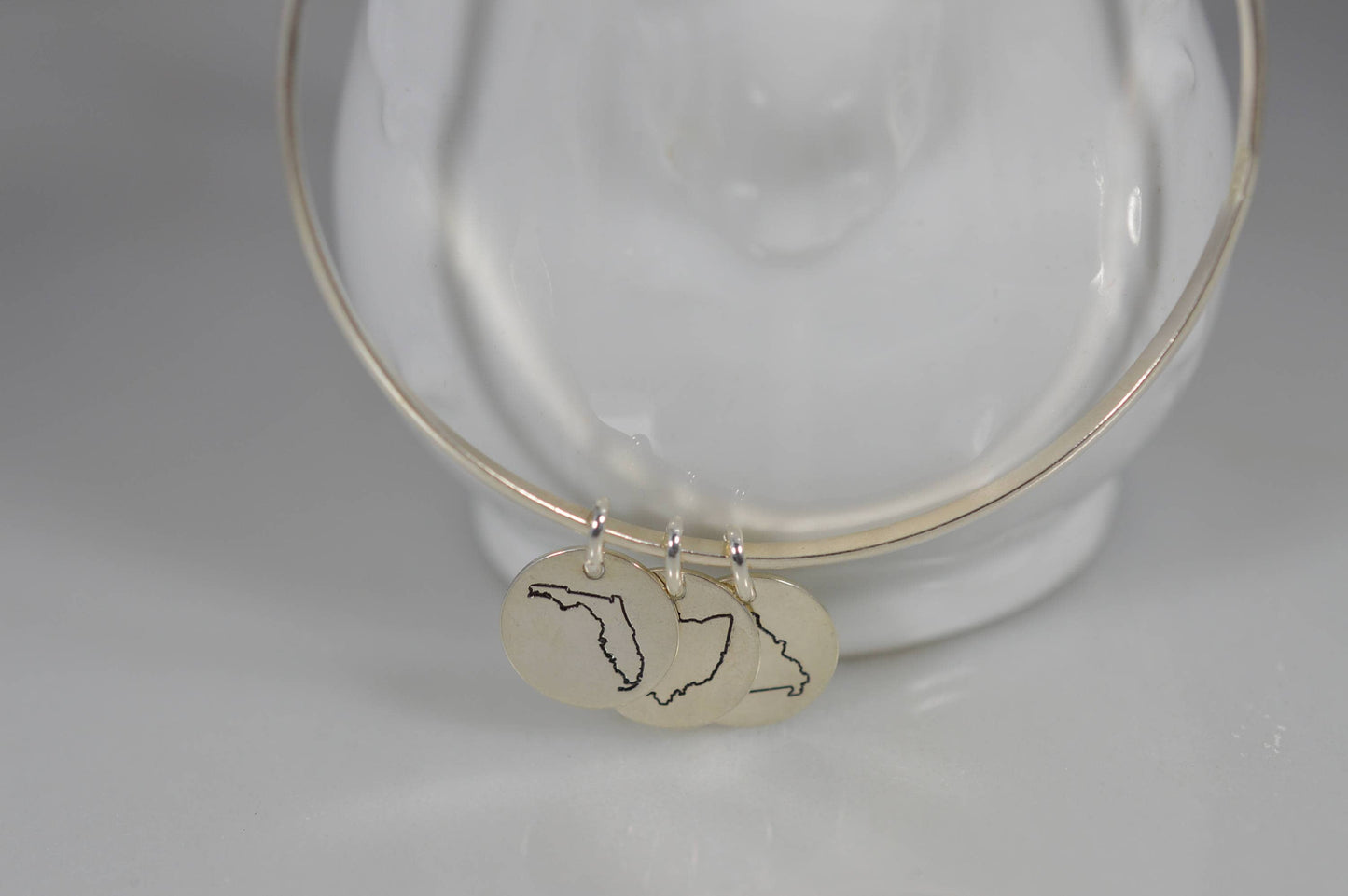 Sterling Silver State Charm Bangle Bracelet