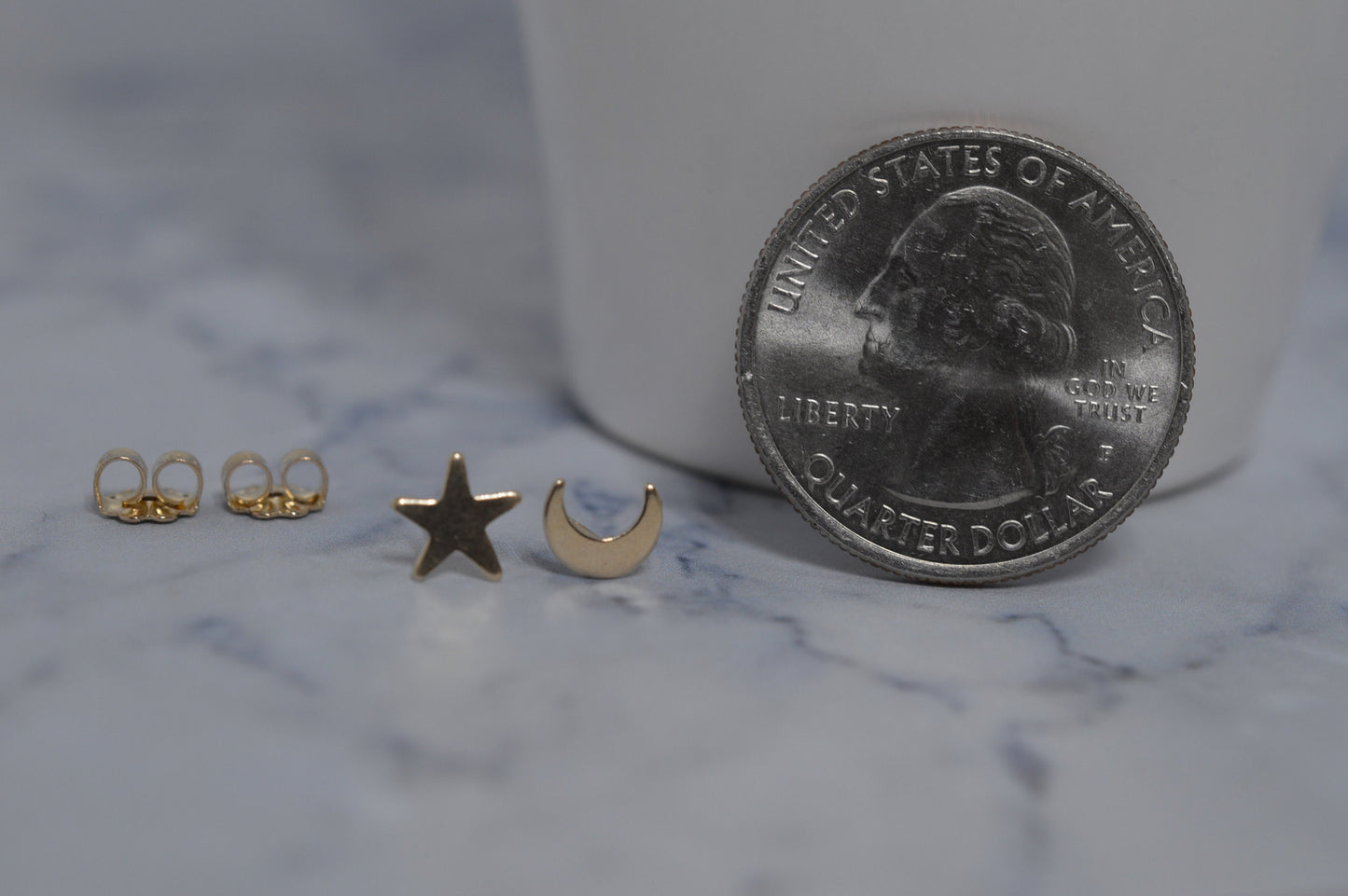 Small Gold Fill Moon and Star Earrings