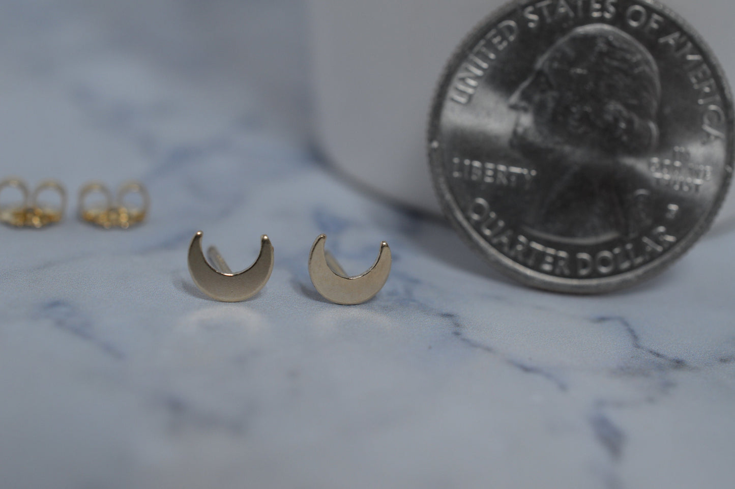 Gold Fill Tiny Crescent Moon Earrings