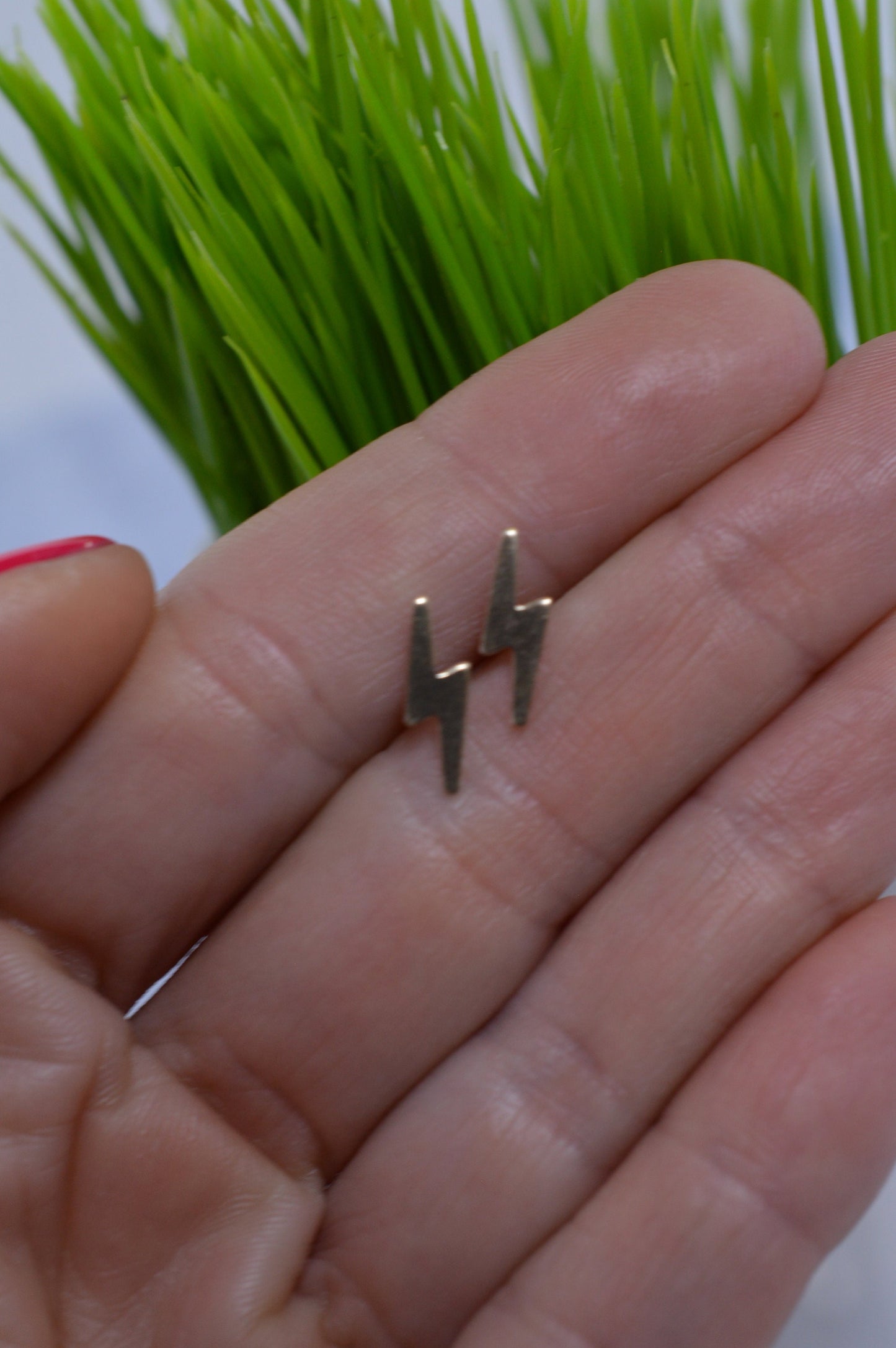 Gold Fill Lightning Bolt Stud Earrings