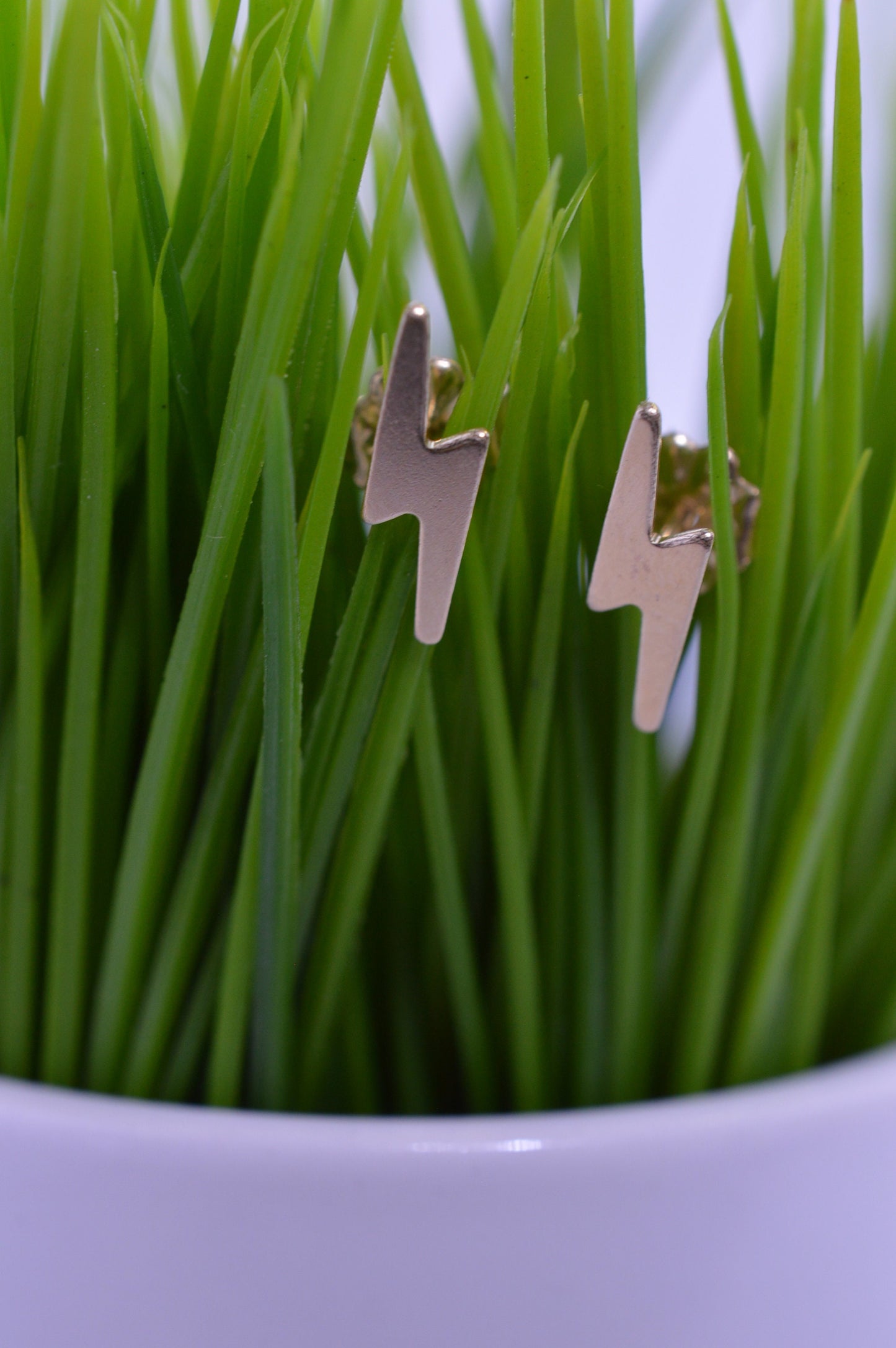 Gold Fill Lightning Bolt Stud Earrings