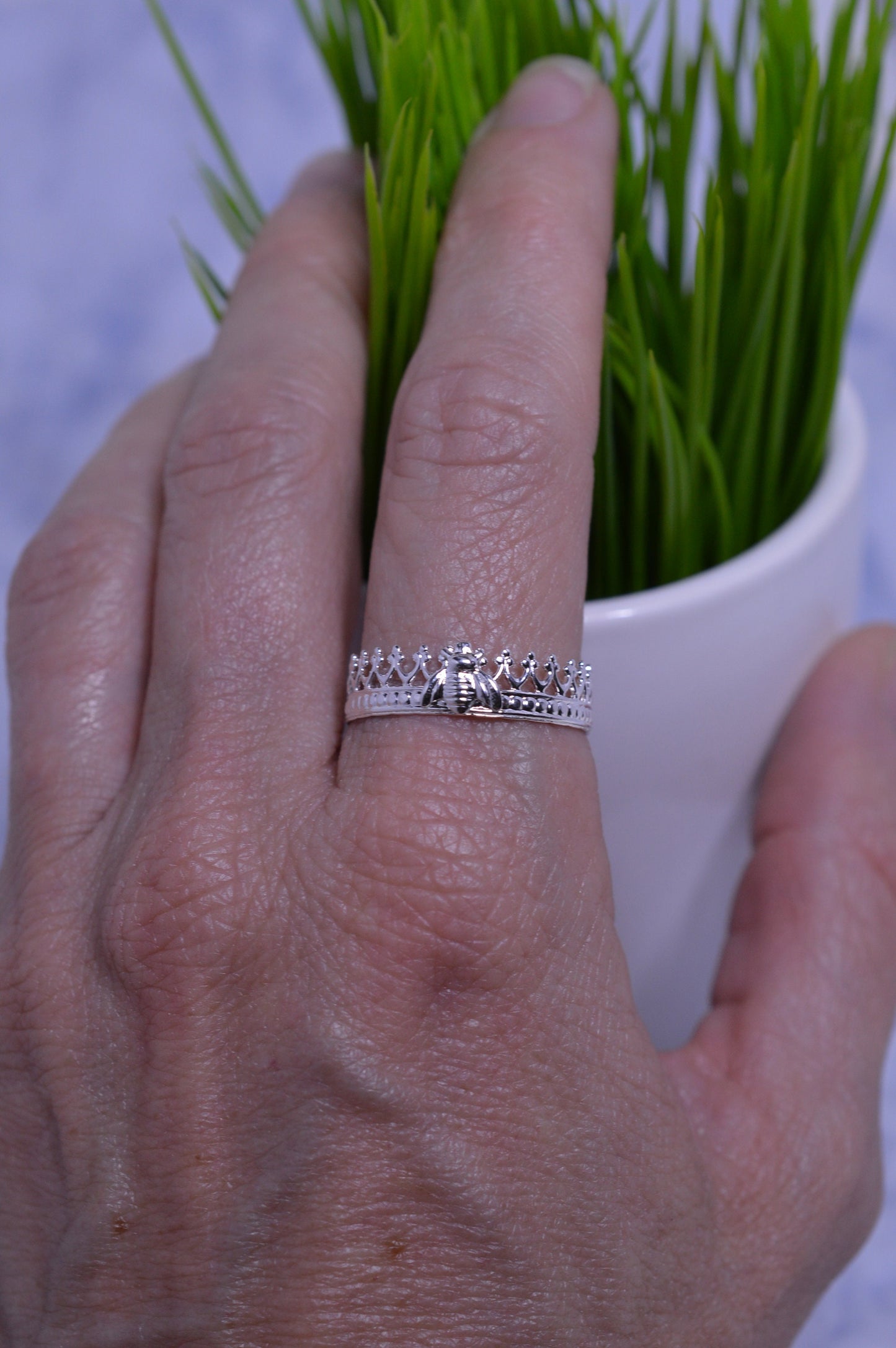 Sterling Silver Queen Bee Crown Ring