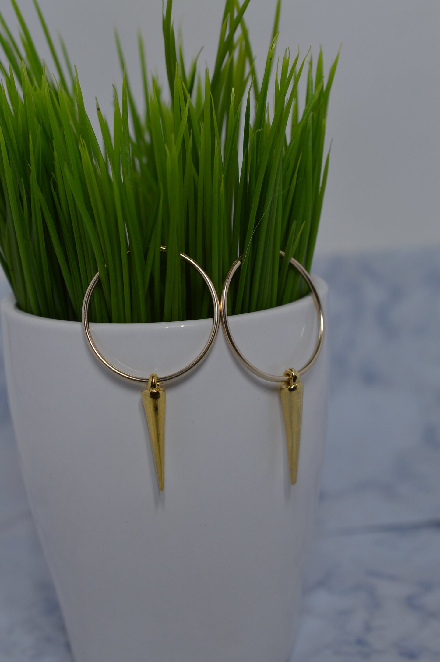 Gold Spike Hoop Earrings