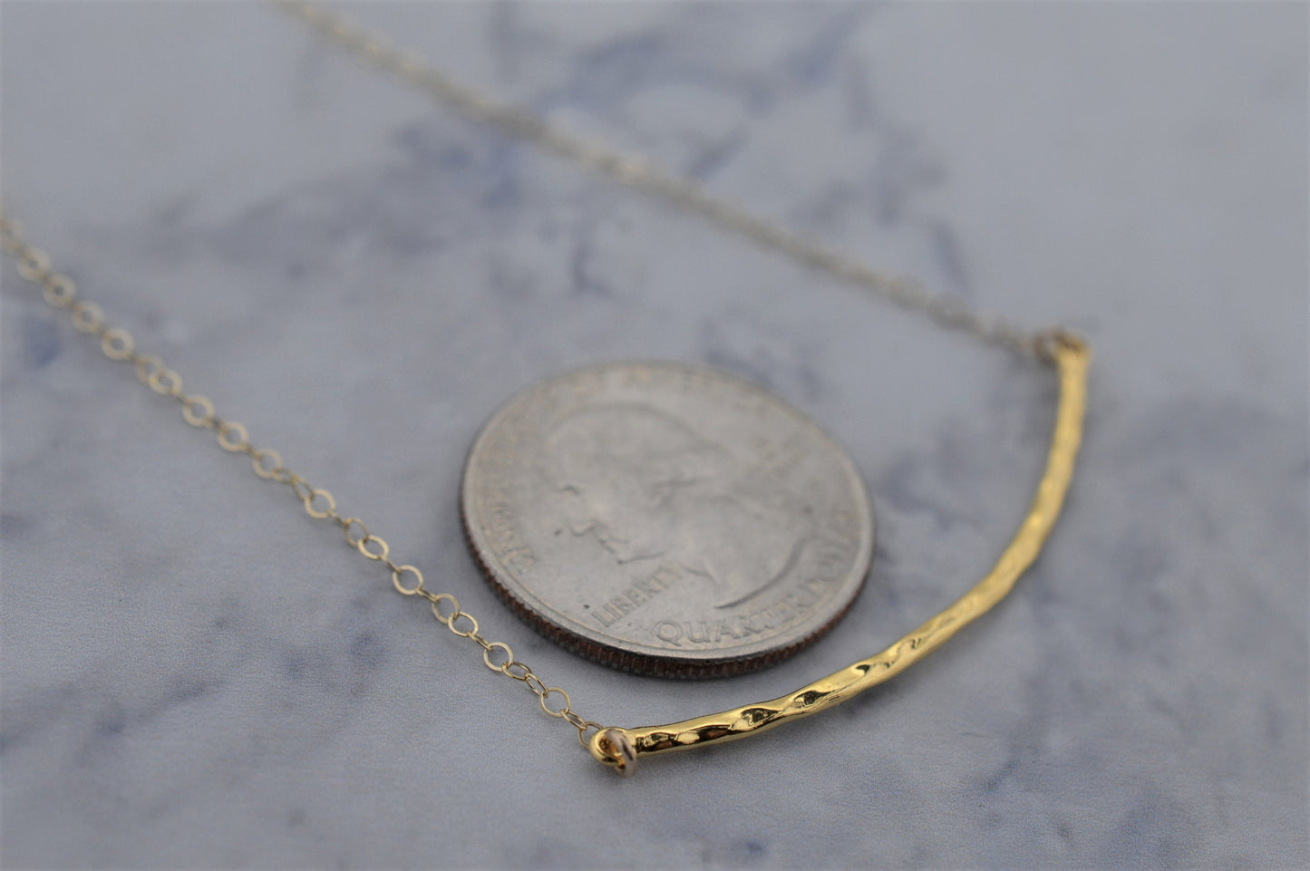 Gold Fill Hammered Bar Necklace