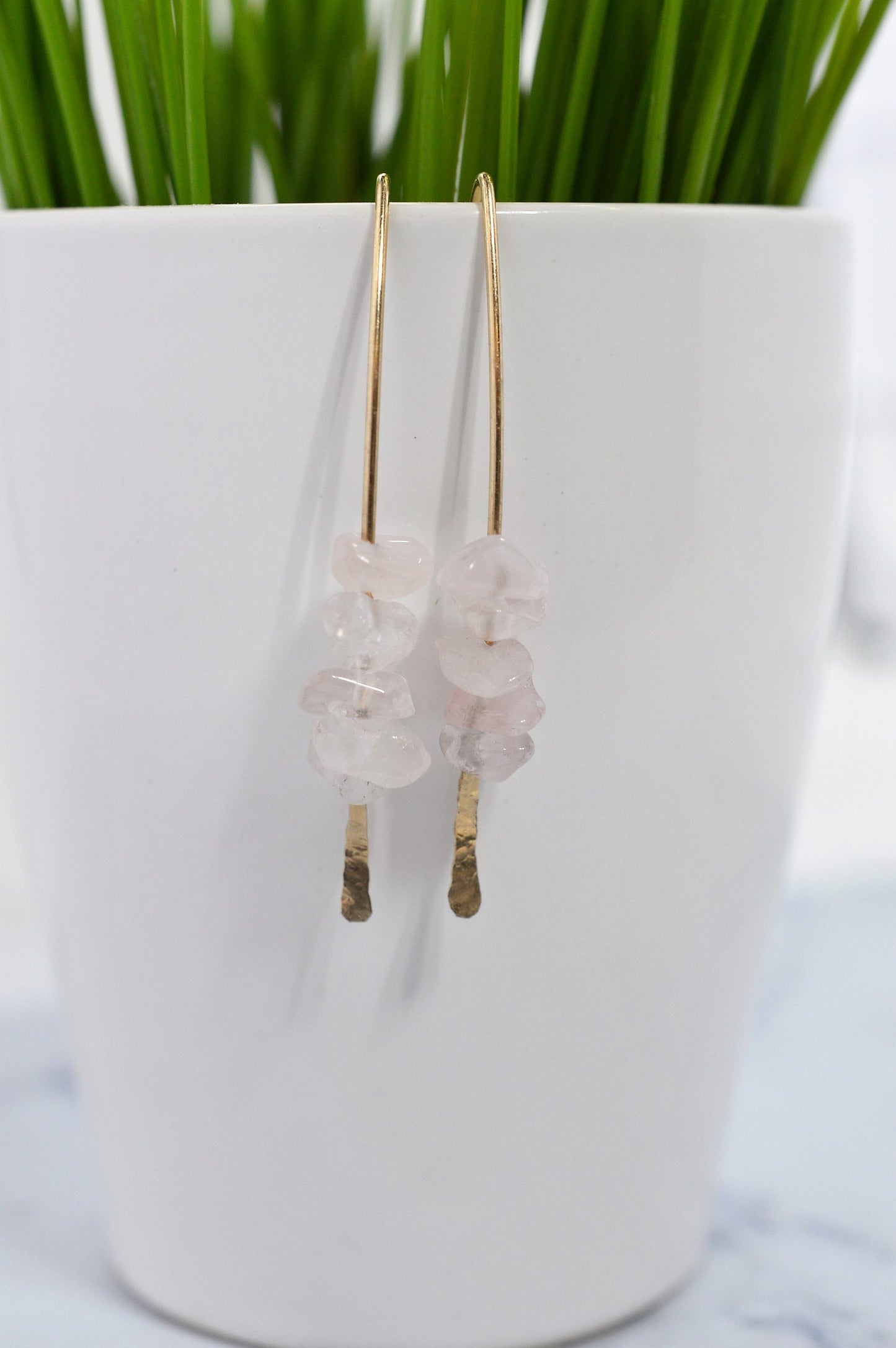 Gold Fill Marquis Earrings with Gemstones
