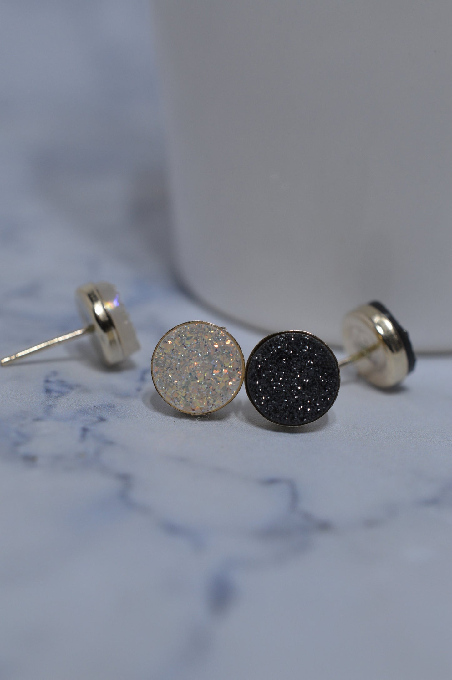 Gold Druzy Stud Earrings