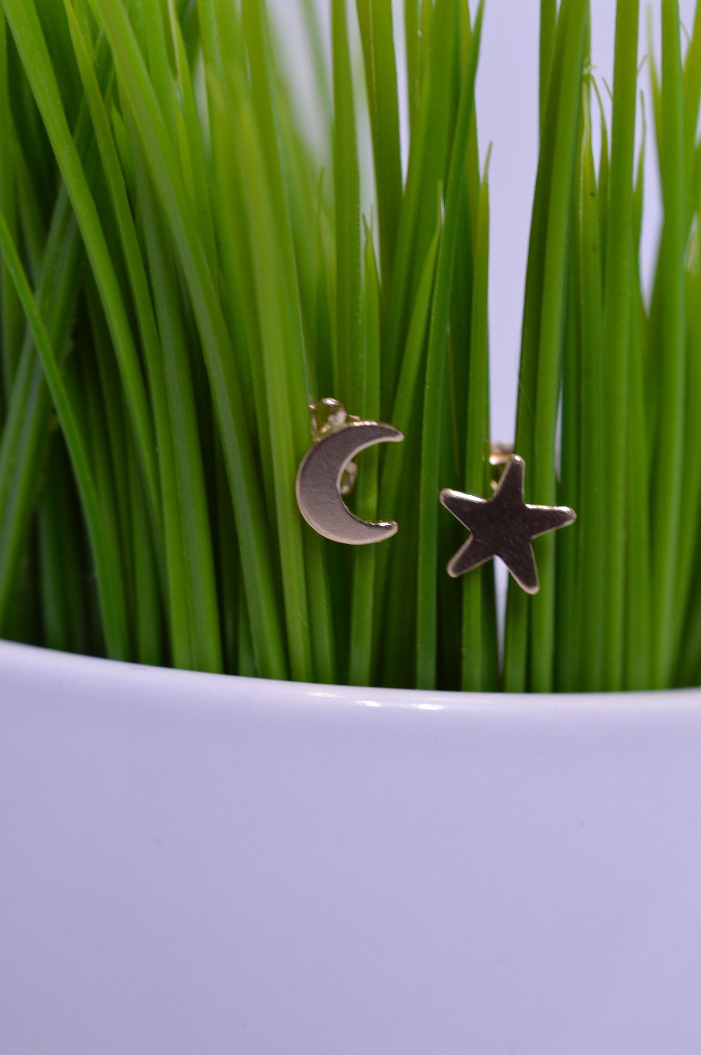 Small Gold Fill Moon and Star Earrings