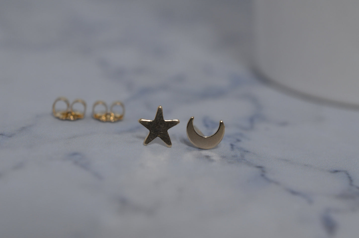 Small Gold Fill Moon and Star Earrings