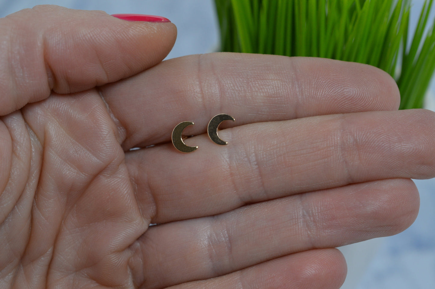 Gold Fill Tiny Crescent Moon Earrings