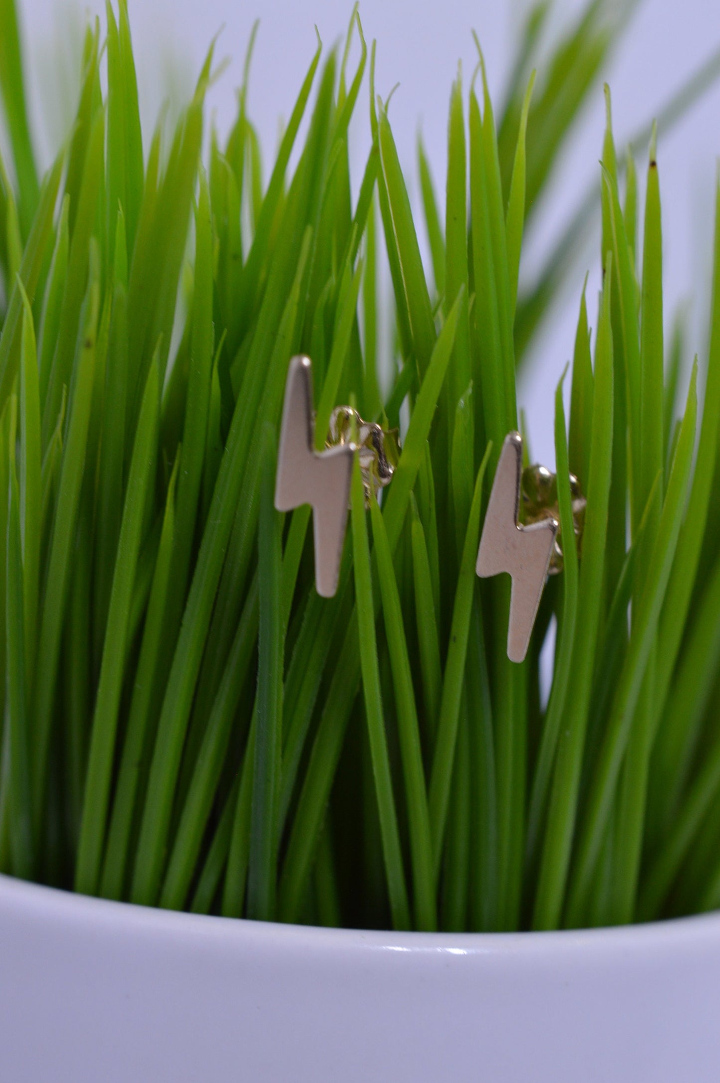 Gold Fill Lightning Bolt Stud Earrings