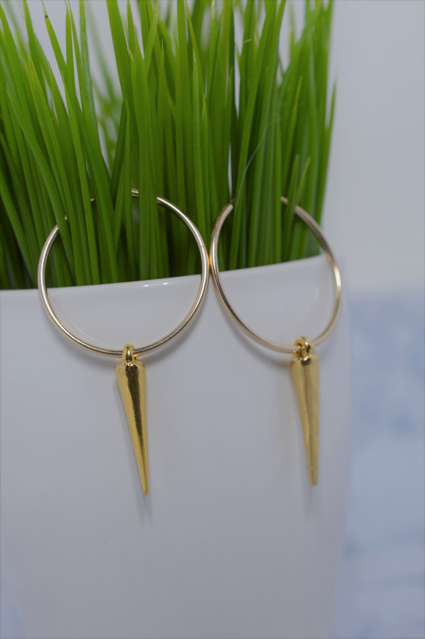 Gold Spike Hoop Earrings