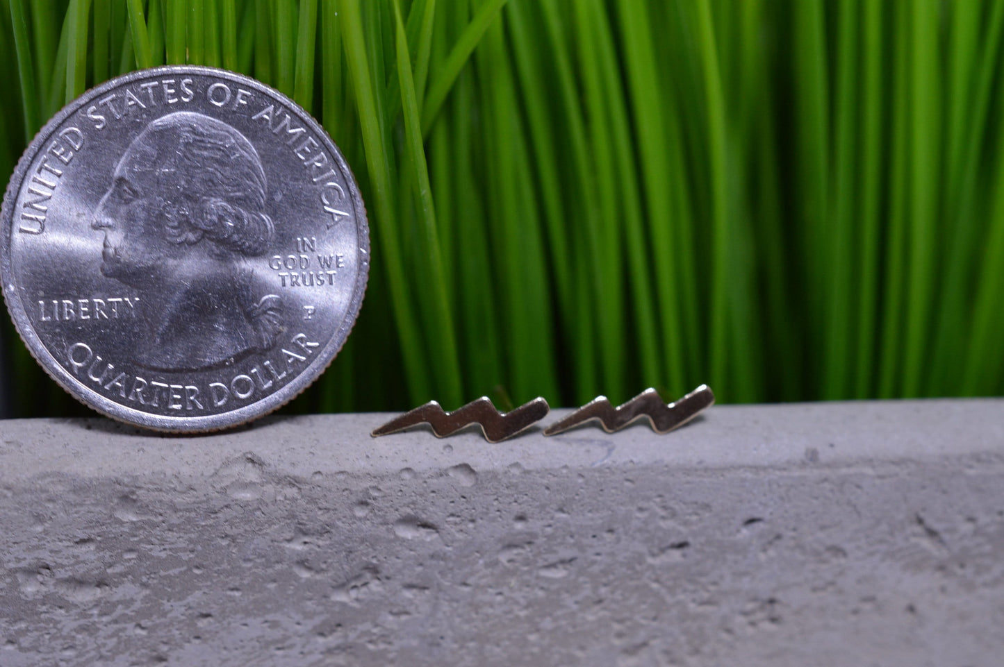 Gold Fill Skinny Lightning Bolt Stud Earrings